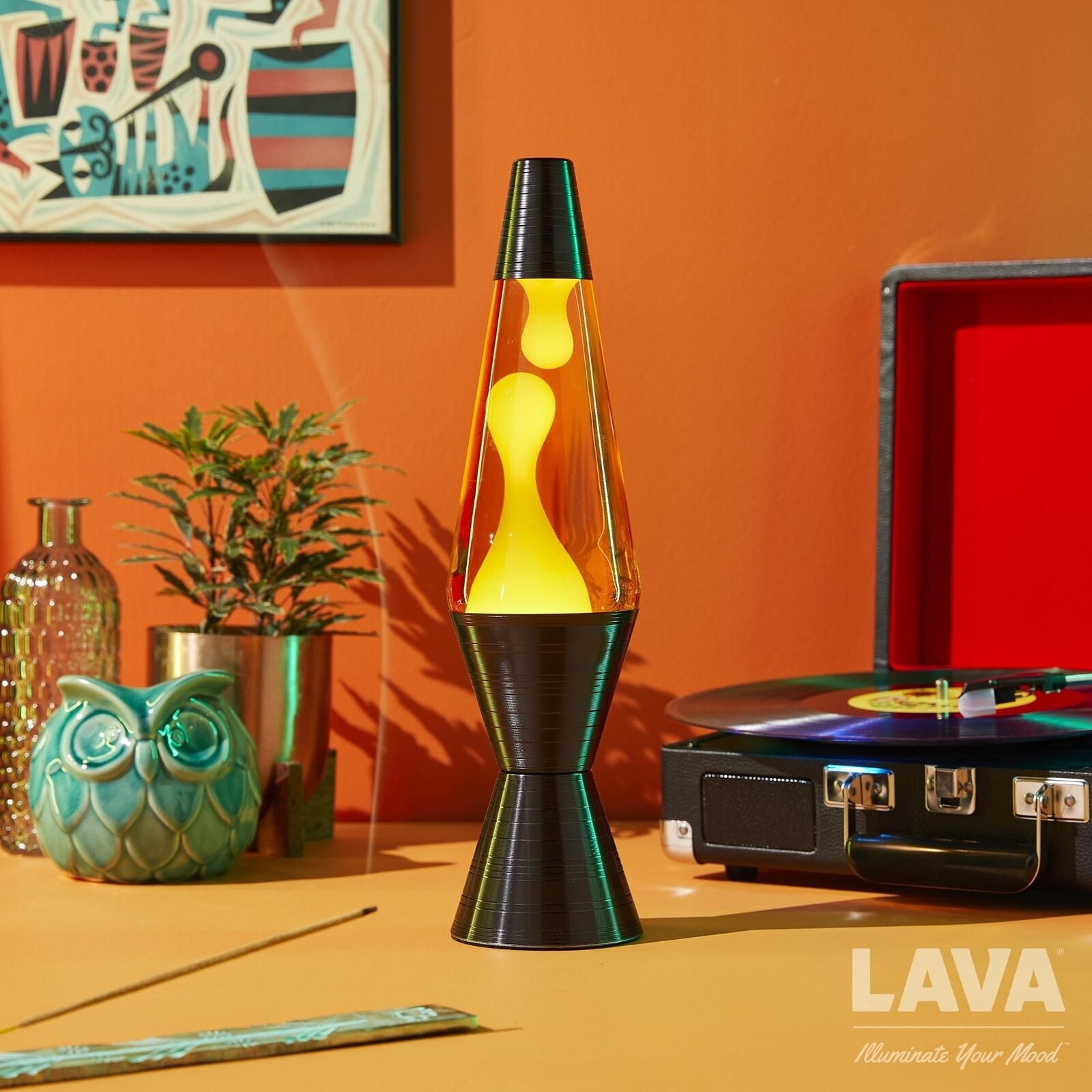 Lava® Lamp - 14.5'' Vinyl Record Grooved Base - the Original Motion Light -