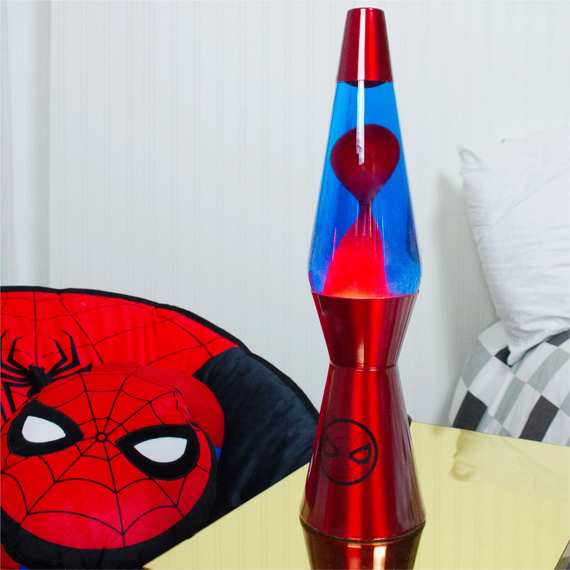 Spiderman 16" Red Lava Motion Volcano Lamp, Red Wax in Blue Liquid