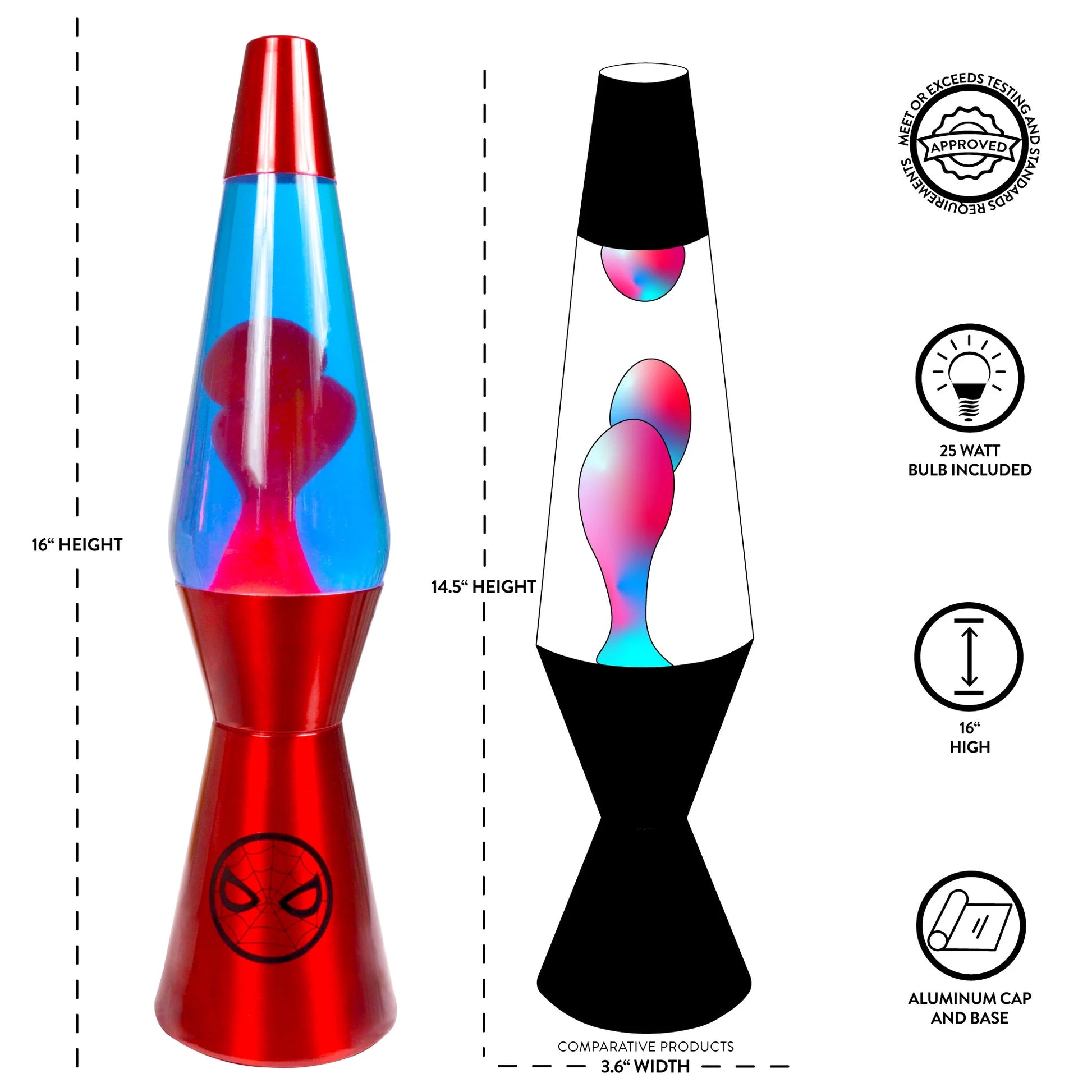 Spiderman 16" Red Lava Motion Volcano Lamp, Red Wax in Blue Liquid