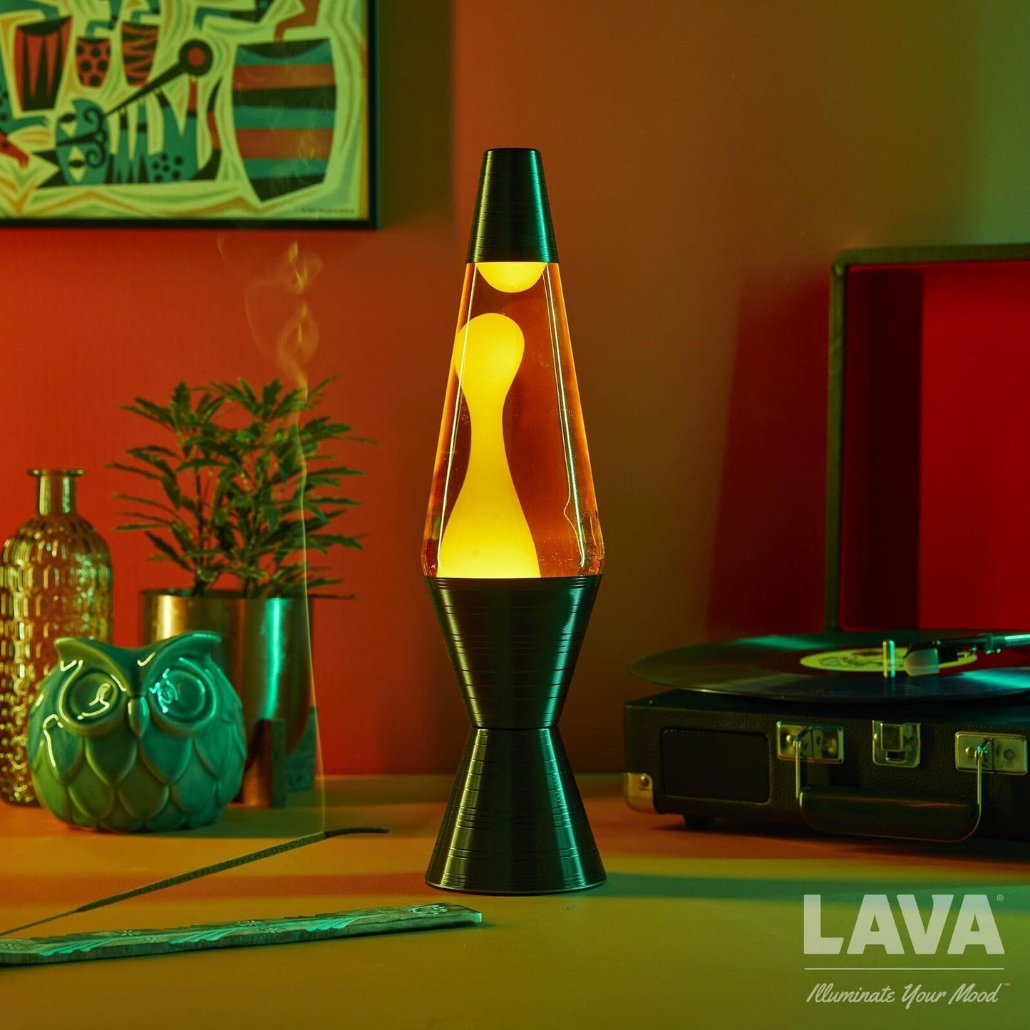 Lava® Lamp - 14.5'' Vinyl Record Grooved Base - the Original Motion Light -